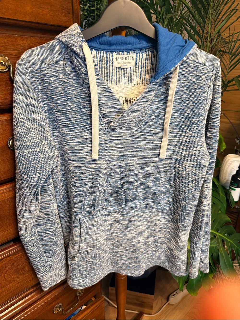 Hang Ten Unisex Blue Baja Surf Chunky Knit Hoodie Sweater